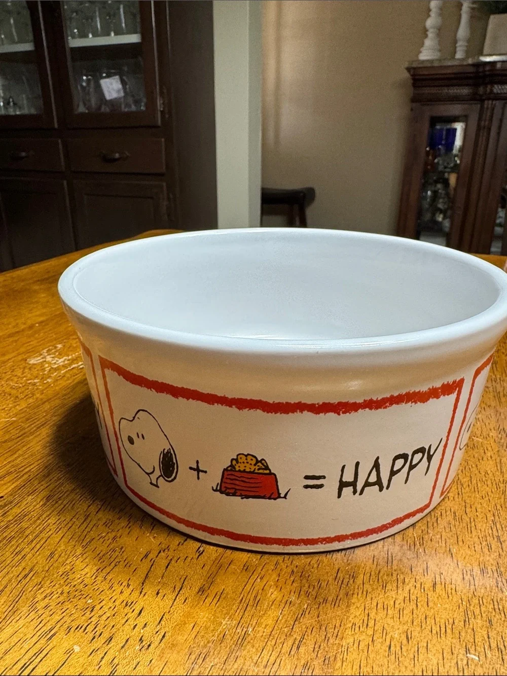 PEANUTS Snoopy HAPPY “ Dogs life” ceramic pet bowl. 7” X 3 1/8”